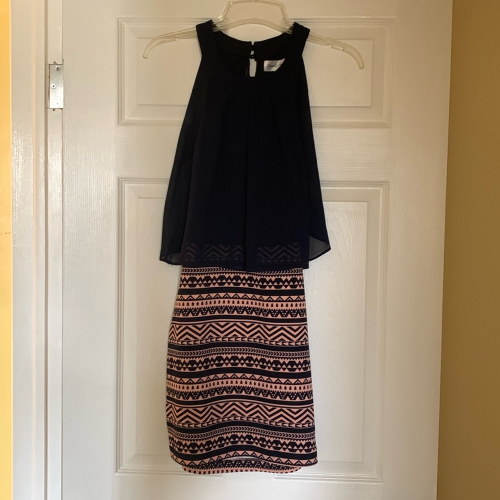 Navy and Aztec print fashion dress